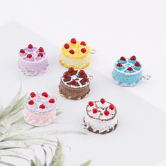 3Dシミュレーション丸型バースデーケーキ樹脂食品ペンダントイヤリングネックレスヘアアクセサリーキーホルダーDIY素材