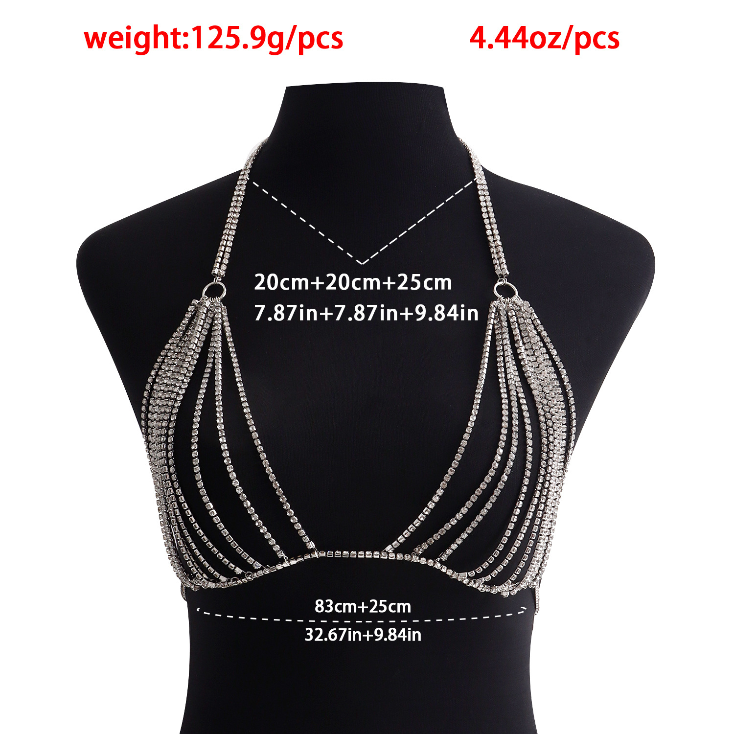 Luxus Kristall Körper Kette BH Schmuck Bikini Harness Sexy Hohl Brust Kette BH Tanz Top für Frauen Geschenk Strand party Schwimmen Pool_voghion.com