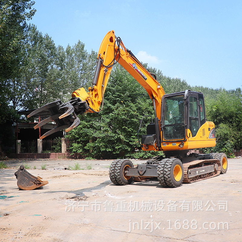 供应犀牛重工X9轮式履带挖掘机 二手轮履抓木机 九成新二手夹木机