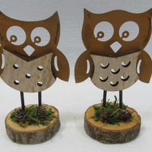 新品猫头鹰铁艺饰品展示架桌面摆件