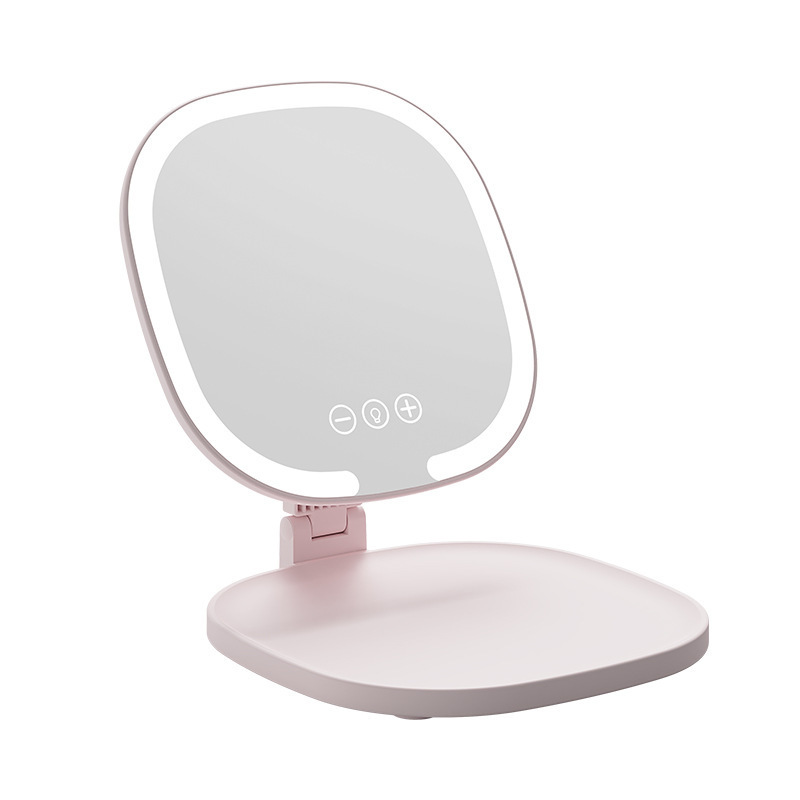 女の子用LED化粧鏡、折りたたみ式ポータブルライト化粧鏡、デスクトップ寮デスクトップオフィス化粧鏡|undefined