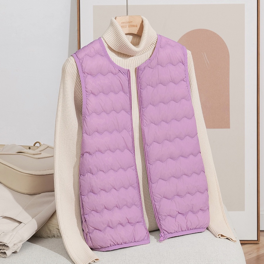 2025 otoño y invierno nuevo ligero de cuello redondo ondulado cordón de invierno portátil 90 chaleco de invierno de chaleco de invierno de moda