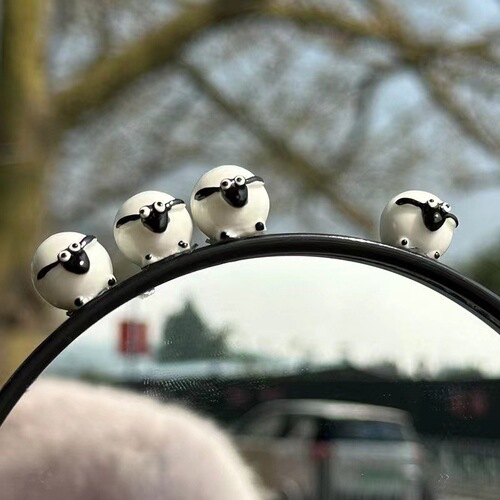 Small Sheep Car Ornament Car Interior Decor Cute Car Center Console Electric Vehicle Rear View Mirror Decorative Accessories Variety Pack