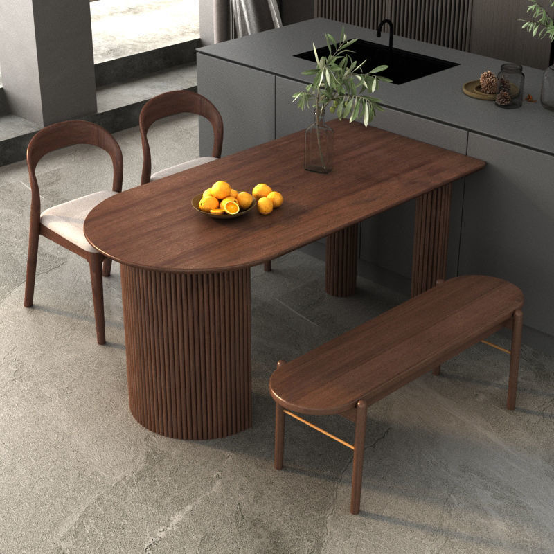 Mesa de comedor de madera sólida nórdica simple mesa de comedor rectangular pequeña casa comedor contra la pared