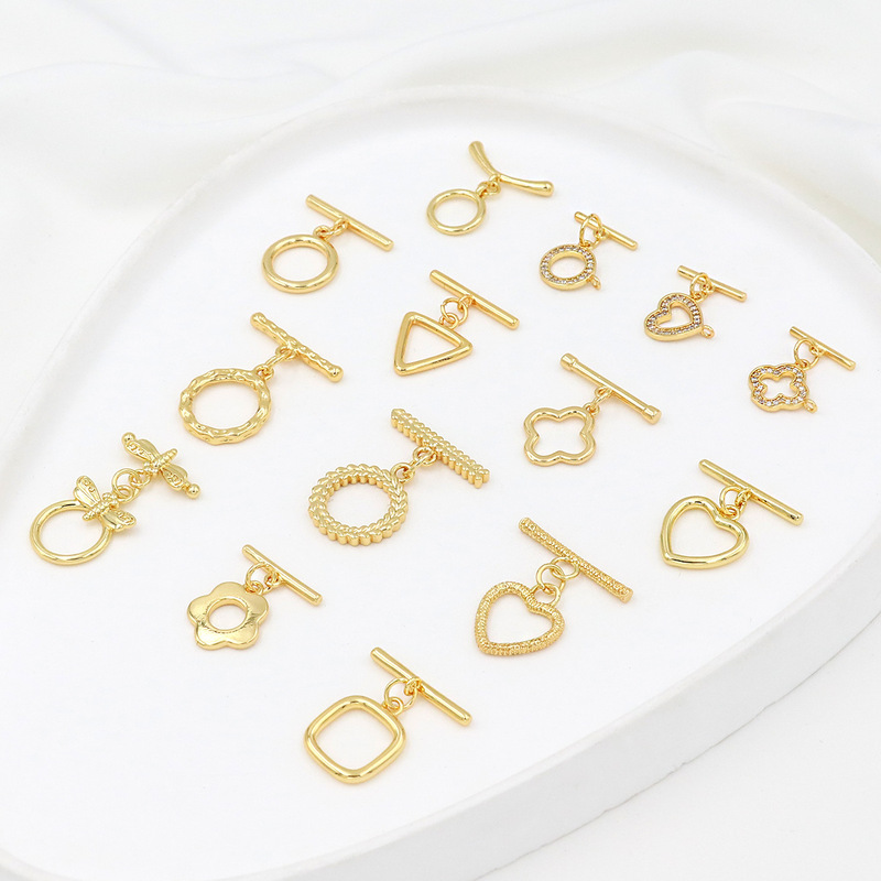 Color-preserving pure copper plated 18K real gold Ot buckle necklace bracelet finishing connection buckle diy jewelry accessories factory B65