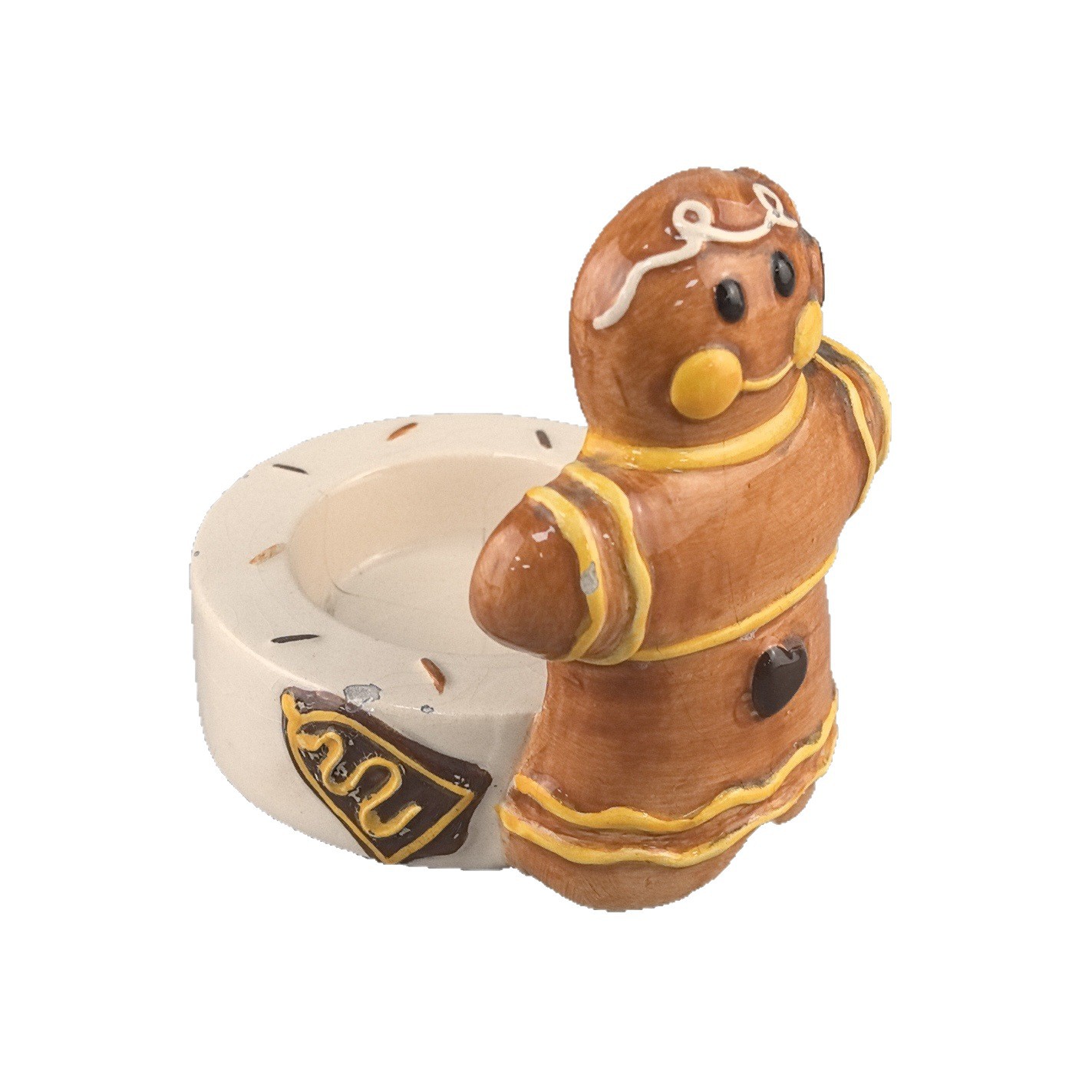 Hombre de jengibre transfronterizo Candelabro Decoración navideña Cerámica Hombre de jengibre Decoración navideña Artesanía de cerámica pintada a mano