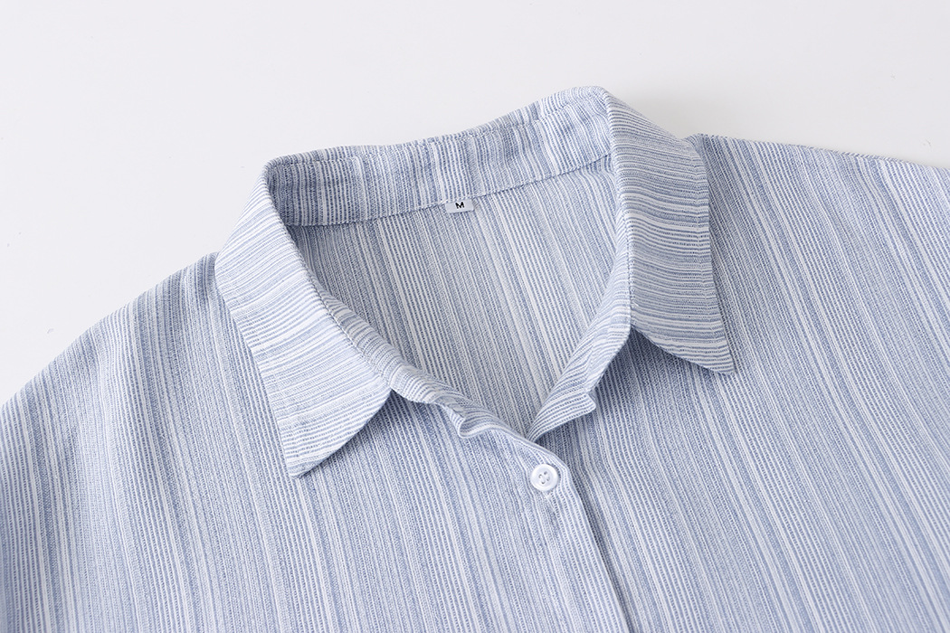 French Texture Stripe Collision Shirt Leg Shorts Two Piece