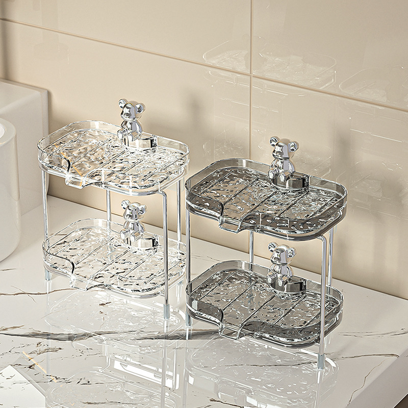 Baño de lujo ligero Caja de jabón de doble capa Estante de jabón Caja de jabón ondulada de agua Estante de almacenamiento Caja de jabón de drenaje de pared