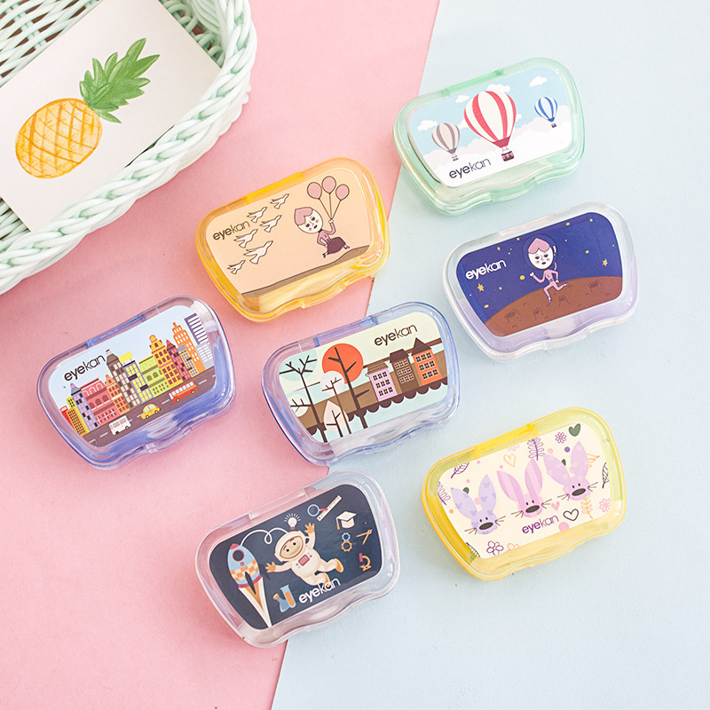 Kaida 8101 Mirror Box Simple Portable Contact Lens Box with Mirror Contact Lens Box Cute Double Box