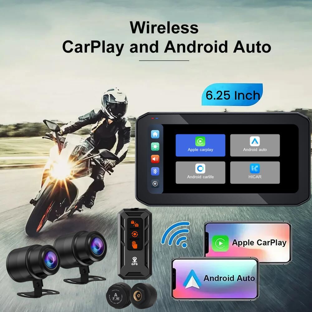 Carplay motorcycle driving recorder screen projection navigation interconnect waterproof and anti-shake tire pressure high definition GPS navigation 3