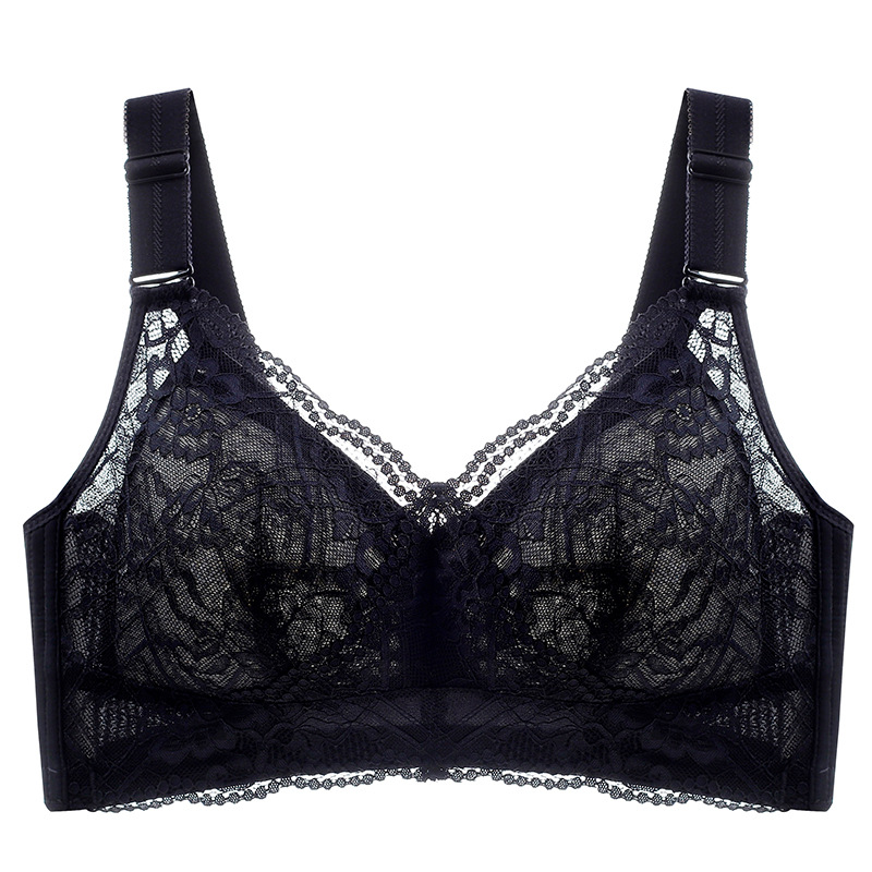 Gran tamaño, pechos grandes, sujetador pequeño sin anillo de acero, sujetador anti-flacidez, estilo delgado para mujer, ropa interior ajustable de verano
