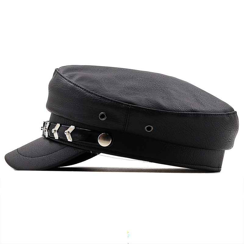 Retro Fashion Solid Color Pu Leather Octagonal Hat Wholesale Nihaojewelry display picture 4