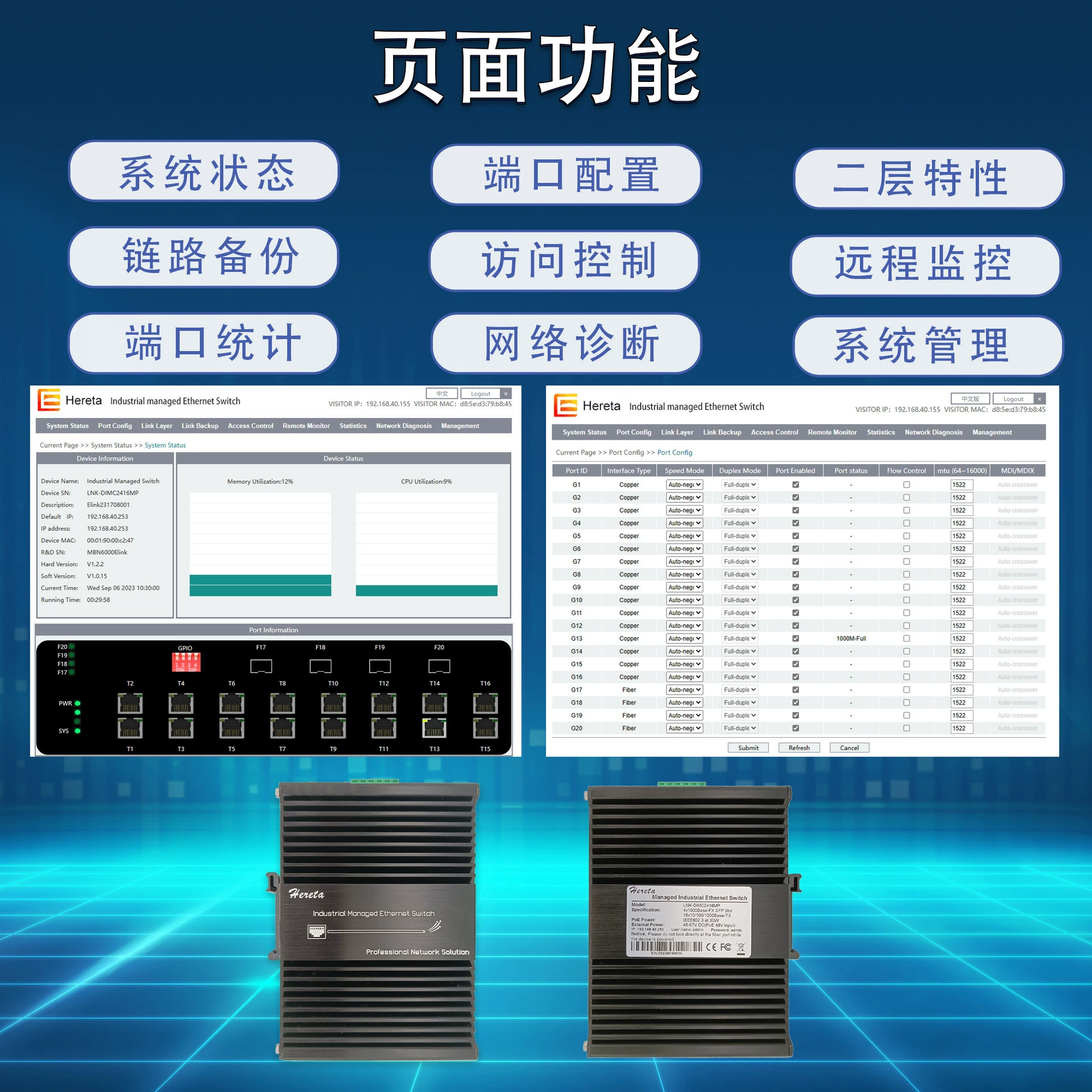 Industrial-grade layer 2 managed 4-optical 16-electrical Ethernet PoE switch ring network WEB management sfp transceiver