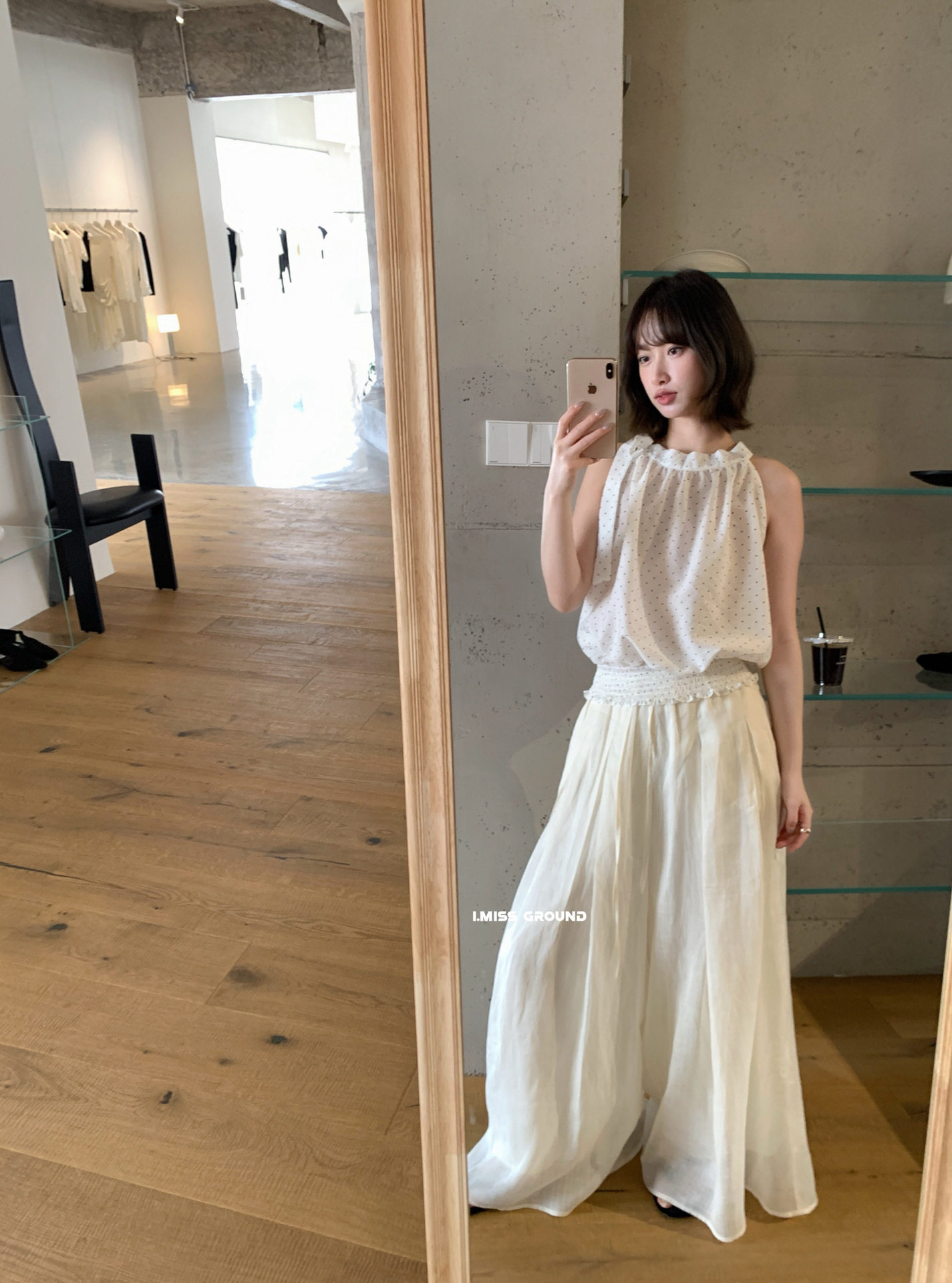 Quần culottes ống rộng chất liệu ramie mát mẻ, cạp chun, phong cách nghỉ dưỡng — màu hồng, Màu xanh sữa, màu mơ chi tiết 9