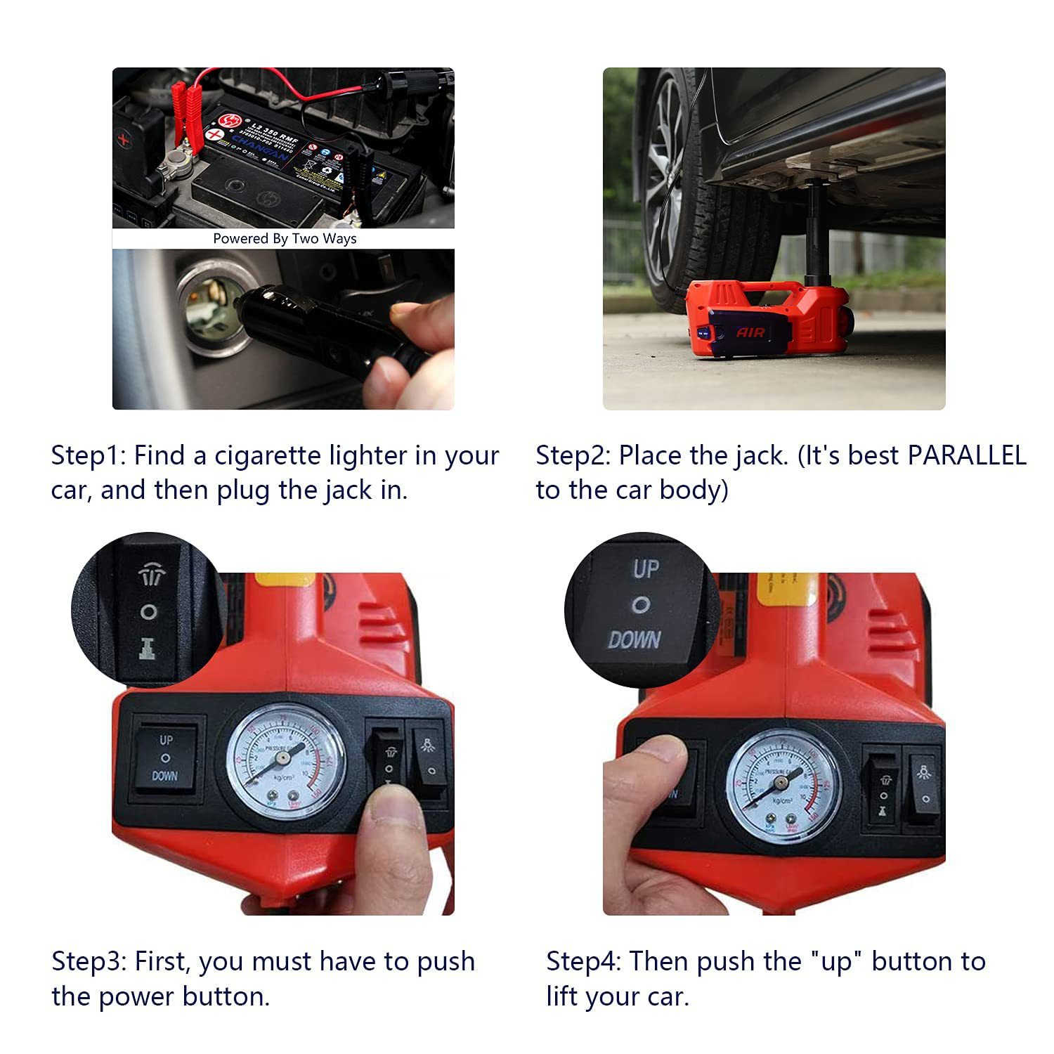 Cross-Border 12V Electric Hydraulic 0kg Ton Jack + Wireless Charging Light for Car Emergency Tire Change