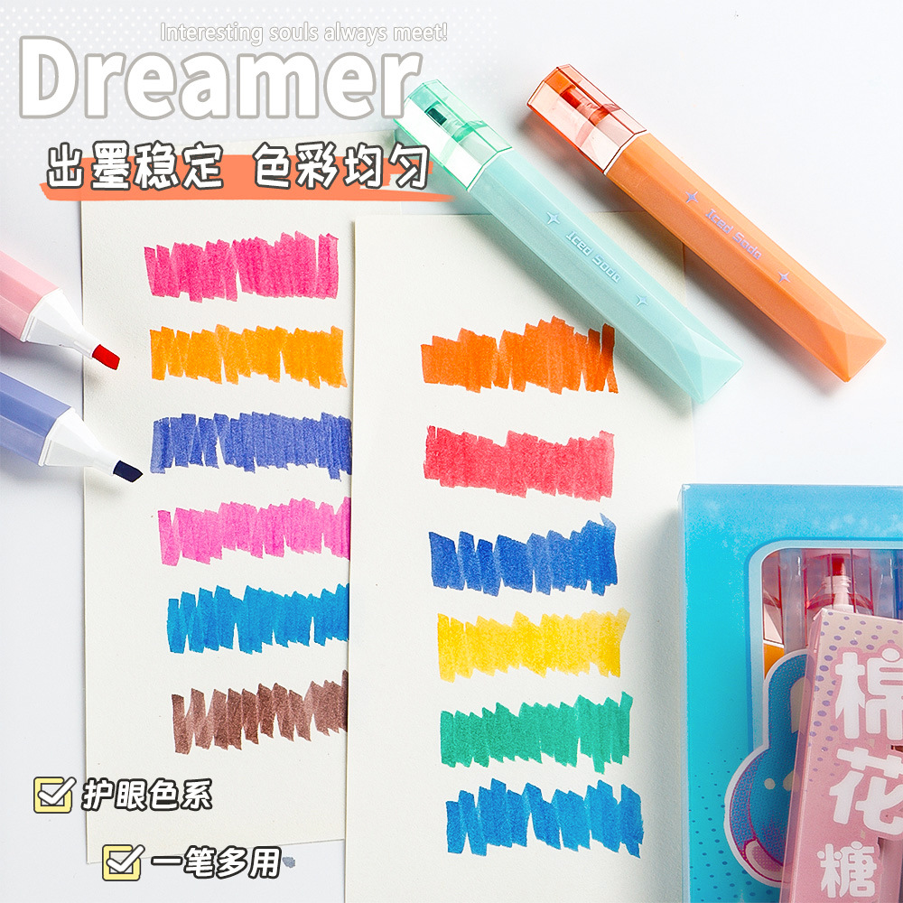 Multicolor dulce serie puntero de resaltador para estudiantes de alto valor de protección de los ojos puntero de marca clave de una sola cabeza puntero de graffiti