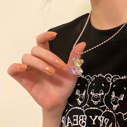 Summer Bear Necklace Unique Design  New Women's Japanese and Korean Sweet Cool Clavicle Chain Accessory Ins Necklace