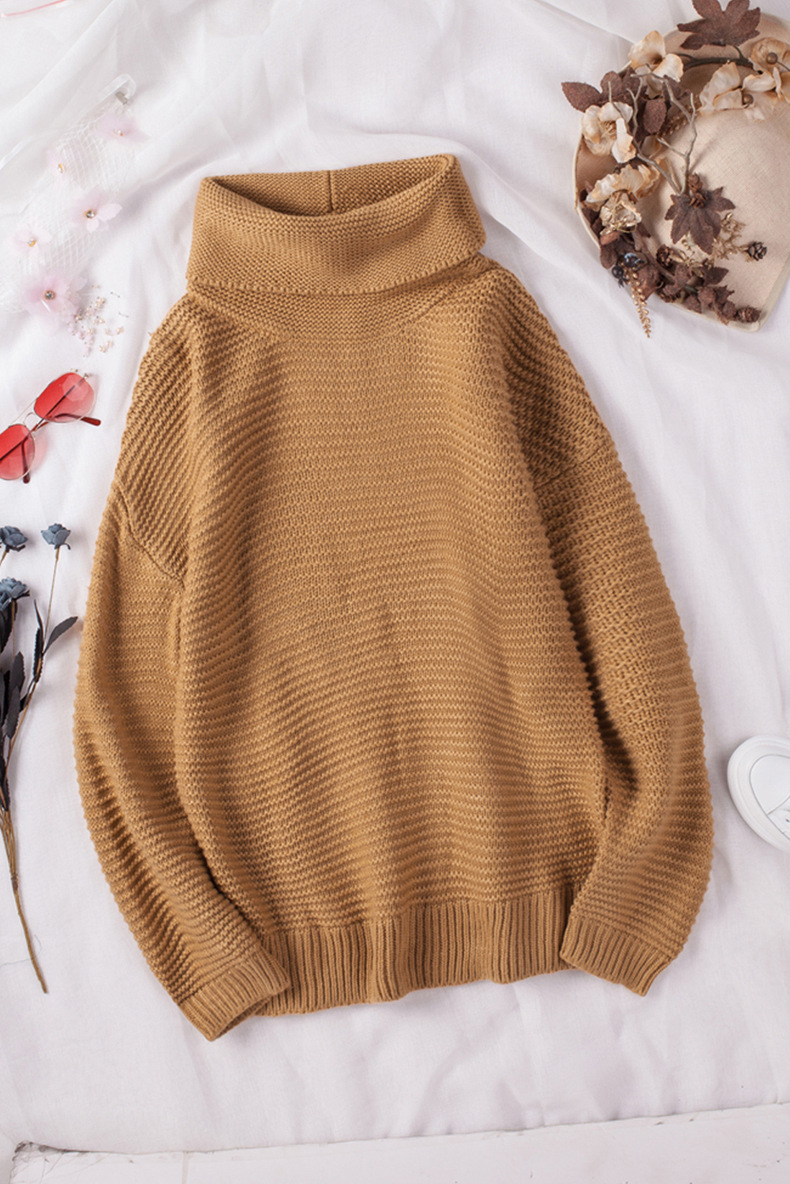 solid color high neck long sleeve rib knitted sweater nihaostyles wholesale clothing NSQSY87148