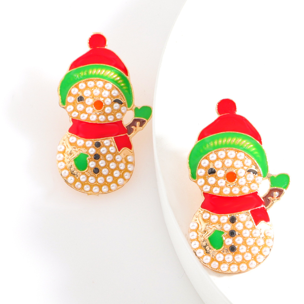 Christmas day earrings fashion new trend line alloy rhinestone shiny cartoon earrings