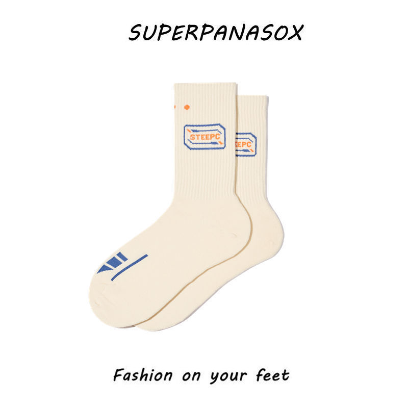 Korean ins Style Charging Cable Pattern Cartoon Mid-tube Socks Trendy College Style Trendy Brand Socks Sports Stockings for Men and Women