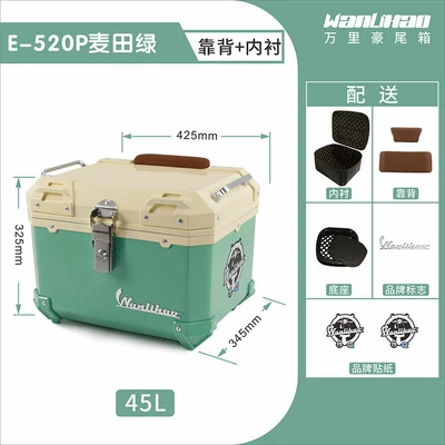Motorcycle trunk — non-aluminum alloy storage - victoria-wheatfield-green-520p-lining-double-brown-backrest