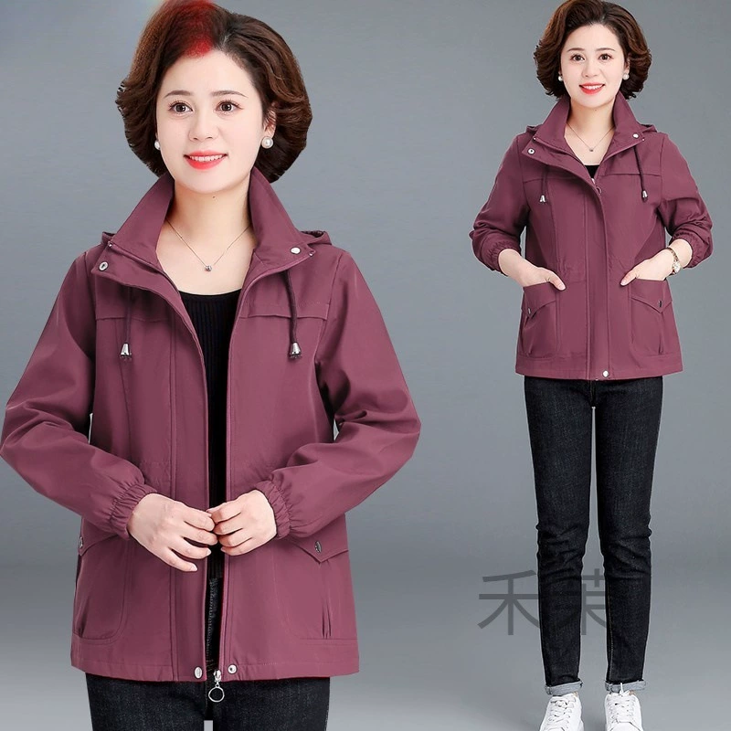 M мама новая куртка весна и осень плюс толстая леди иностранный стиль тонкий плащ среднего и пожилого возраста модная куртка короткий топ 5
