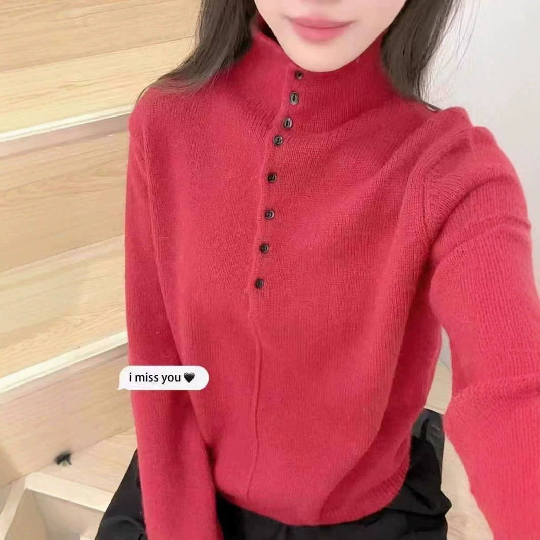 Кашемировый свитер Laneige Gentle Wind Stand Collar Sheep Wool для женщин, 2024 зима, новый единочка, мягкий восковый верх 240948