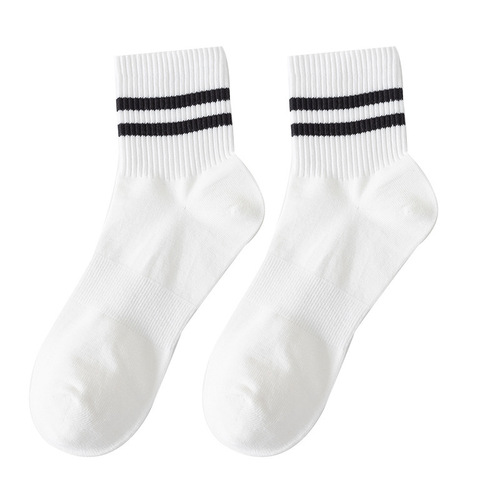 Socks for women, spring mid-calf socks, pure cotton, breathable, sweat-absorbent, black and white, casual sports stockings for men and women, couples, students