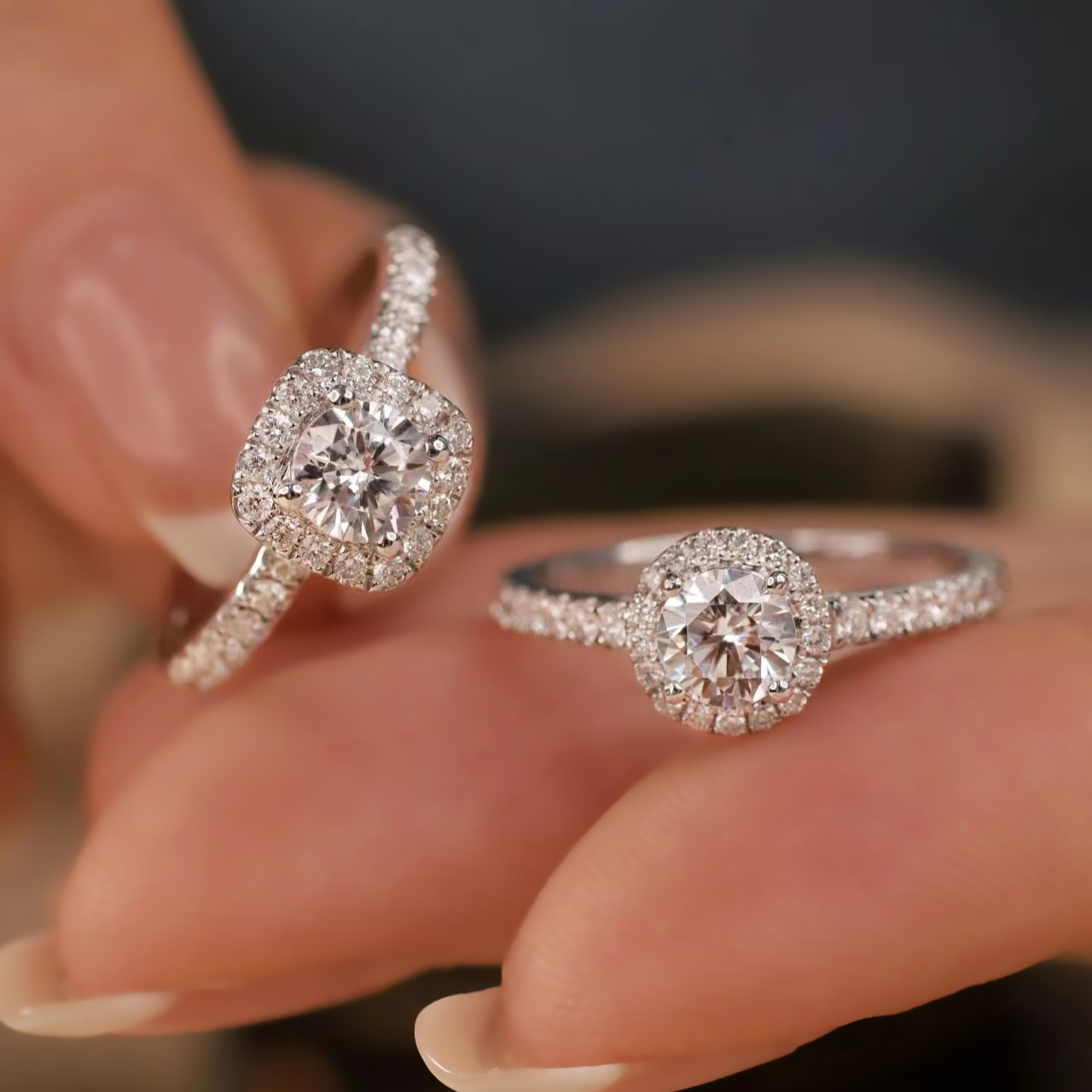 Moissanite Diamond Ring Women's Classic Round Square Bag 1 karat Eight Heart Eight Arrows Zircon 링 국경 간 라이브 방송 시뮬레이션