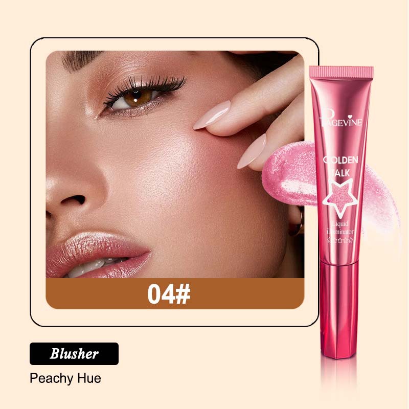 Iluminador líquido PAGEVINE transfronterizo, corrector iluminador de larga duración, sombra de ojos de un solo color con brillo, polvo iluminador rosawee
