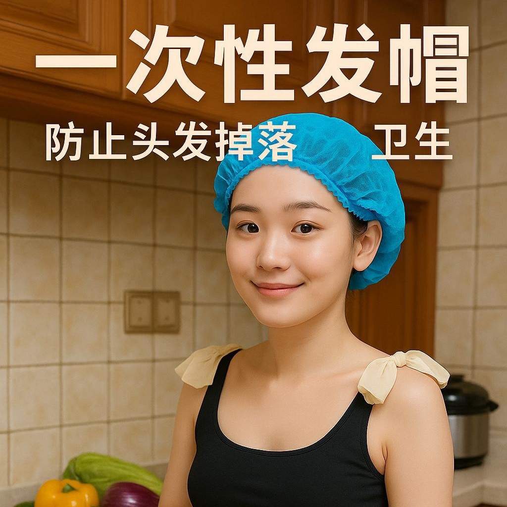 一次性帽子厨房用头套无纺布厨师防尘卫生食品女餐饮工作网帽透气