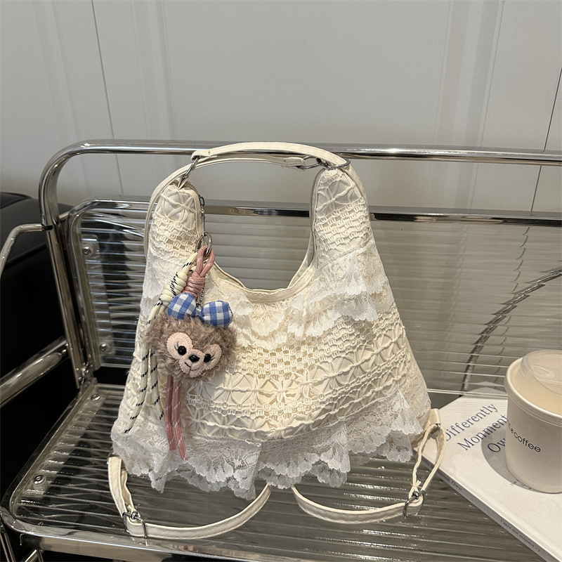 2025 moda Japón y Corea del Sur nuevo estilo bolso Tote verano ocio vacaciones hada encaje malla axila bolso de hombro bolso femenino
