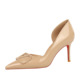 9265-AK117 style banquet sexy pointed V-shaped buckle high heels with thin heels and patent leather side empty temperament women's shoes