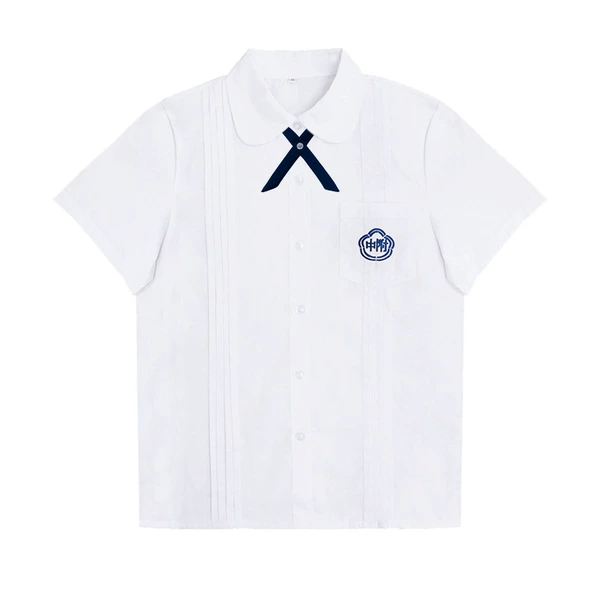 Girls' High School Short Sleeve Shirt+Cross Knot