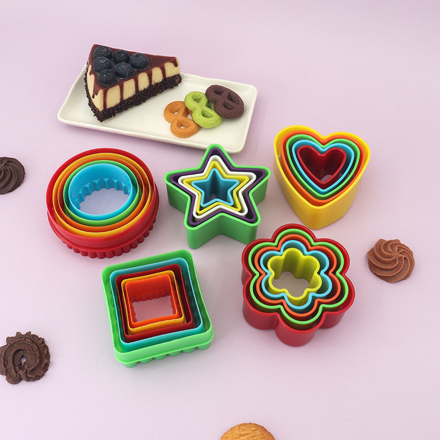 Suministro directo de fábrica amor estrella de cinco puntas ronda cuadrado fruta corte cocina hornear decoración nueva figura geométrica