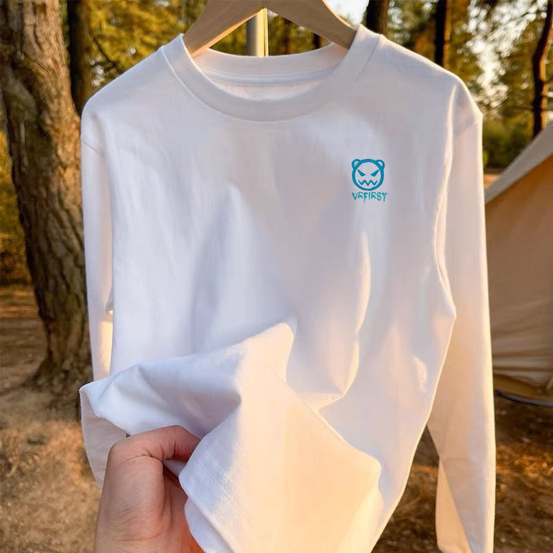 纯棉圆领长袖t恤男生春秋季2025新款秋衣打底内搭上衣服一件代发