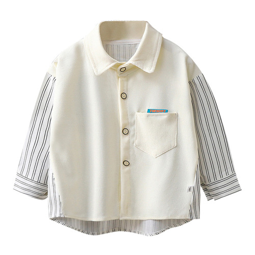Boys' long-sleeved shirt autumn new long-sleeved children's baby white shirt small and medium-sized children's autumn baby tops