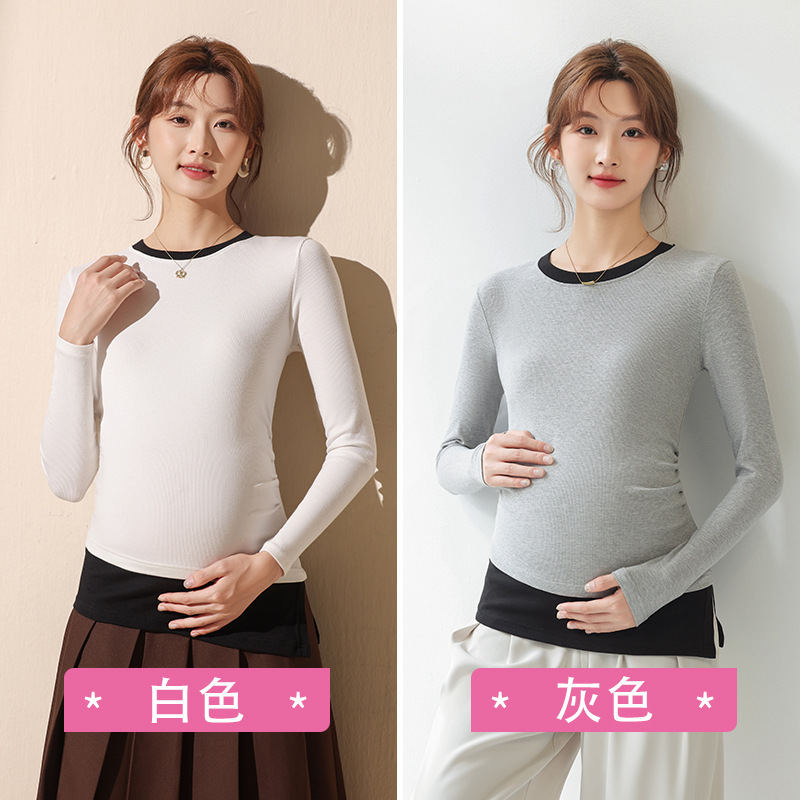 【一件代发】孕妇打底衫外穿长袖上衣怀孕期内搭t恤秋孕期秋衣672|undefined