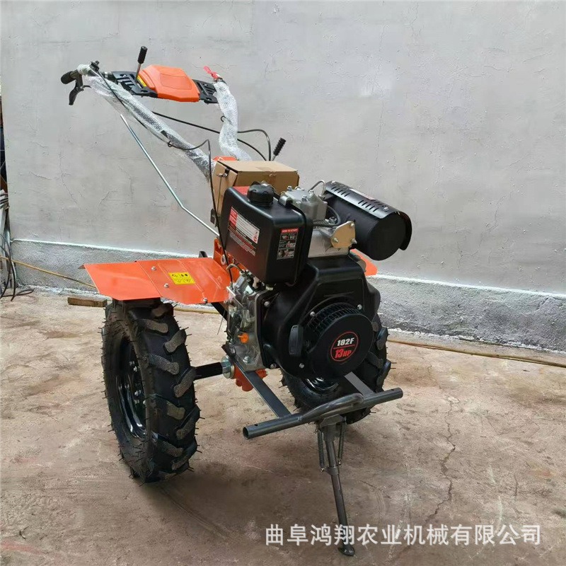 家用小型两驱微耕机15马力照明款柴油电启动旋耕机硬地深翻犁田机|undefined