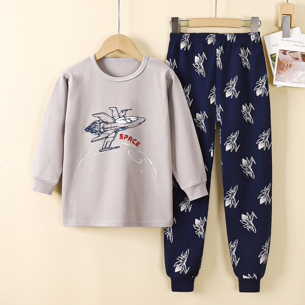 Conjunto de ropa interior para niños de otoño, nuevo estilo de algodón puro, pijamas para niños, servicio a domicilio para niñas, ropa de otoño para niños grandes, pantalones largos, ropa para niños