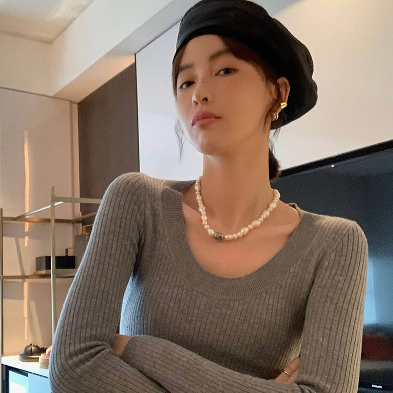 Fashion Geometric Imitation Pearl Beaded Necklace