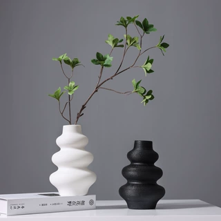 北欧简约现代高级感陶瓷花瓶客厅插花仿真花电视柜家居装饰品摆件