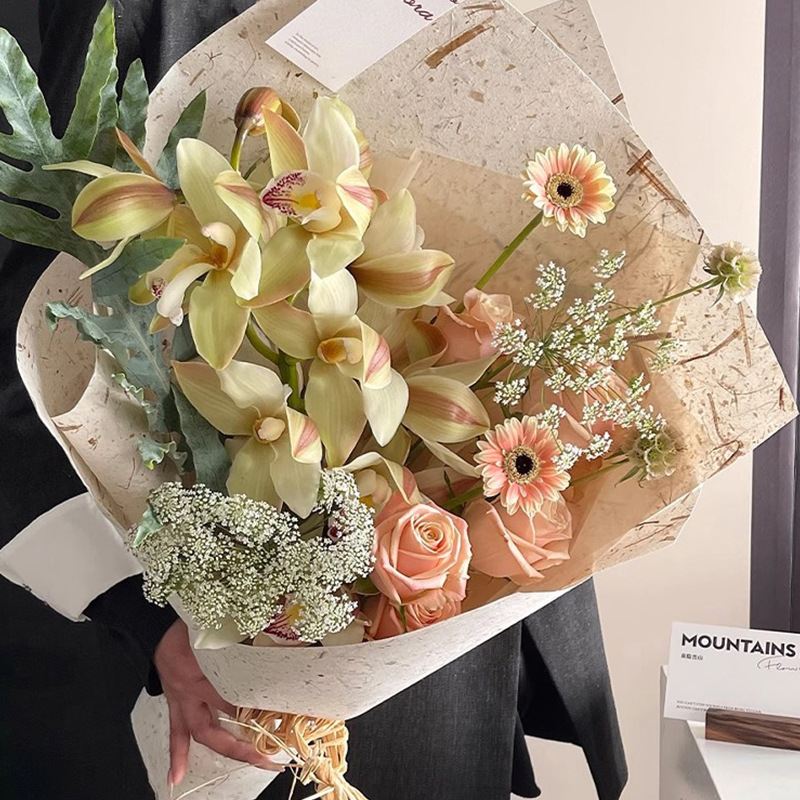 Huaxi hoja rasgada vena papel de pétalo papel de embalaje de flores ramo de bricolaje hecho a mano floristería material de embalaje de flores al por mayor image 4