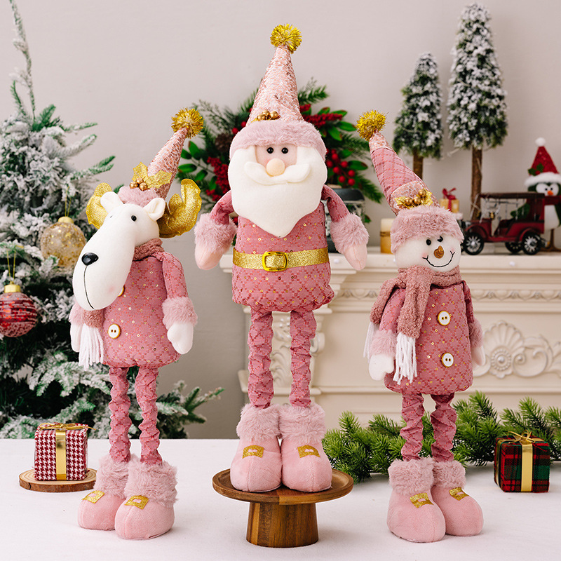 3種類の豪貝クリスマス装飾品ピンク老人雪だるまヘラジカ伸縮公仔ショーウインドーにクリスマスプレゼントを飾る|undefined