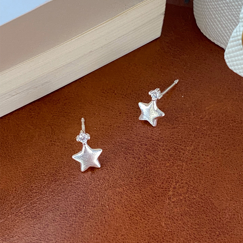 Women's Gender Polished Finish 1 Piece 925 Sterling Silver Star Heart Shape Ear Studs