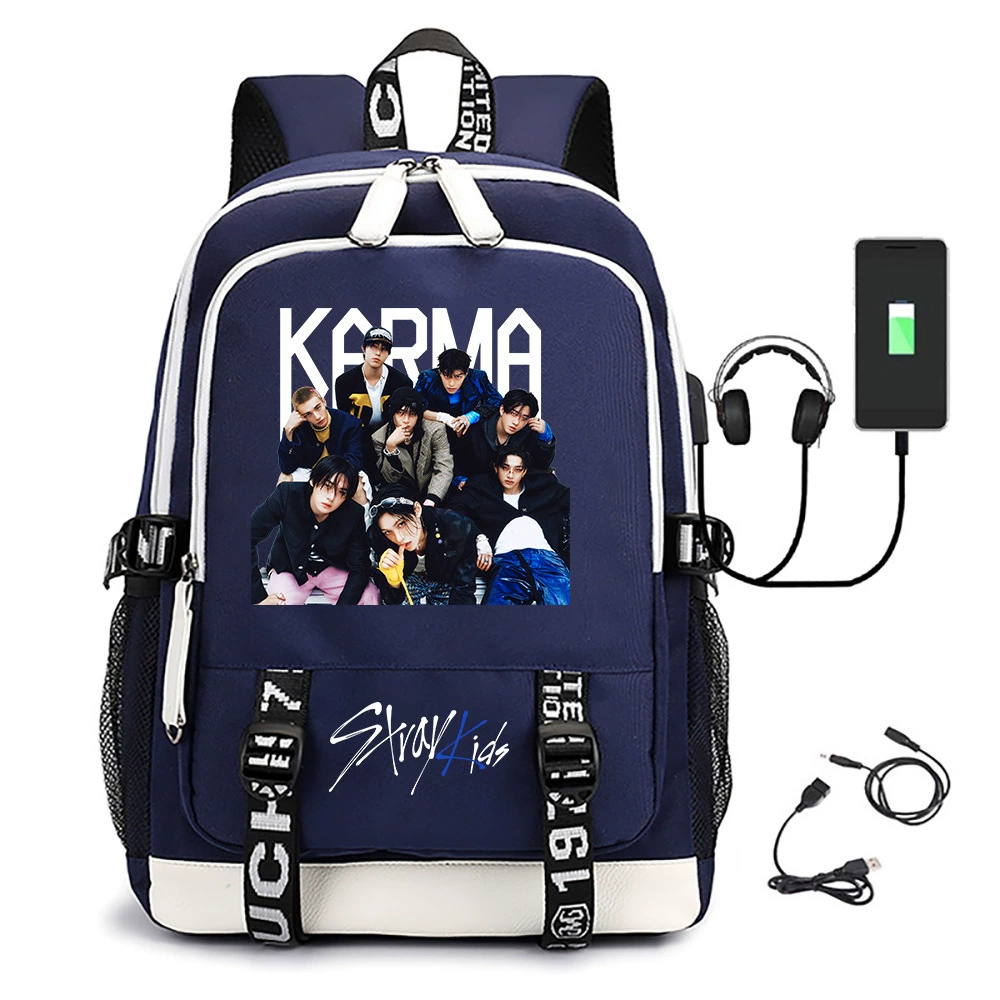 Новый альбом Stray Kids karma print средней школы сумка USB повседневная школьная сумка для путешествий на улице