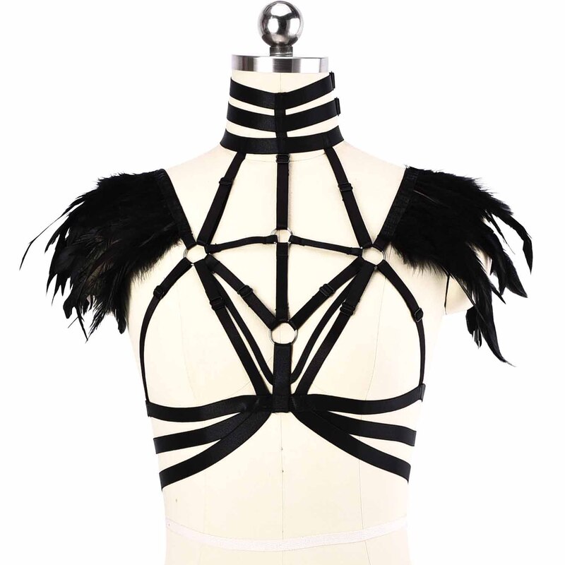 Europe and the United States cross-border style foreign trade manufacturers wire harness underwear feather foreign trade Joker neck strap restraint body top