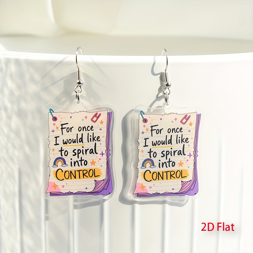 Acrylic rainbow design earrings stainless steel
