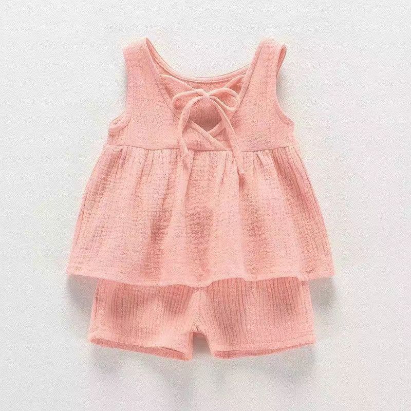 2024 Summer New Girls' suit Girls' Baby Girls' T-Shirt Sleeveless Children's Short-sleeved Clothes suit Two-piece Fashionable Set