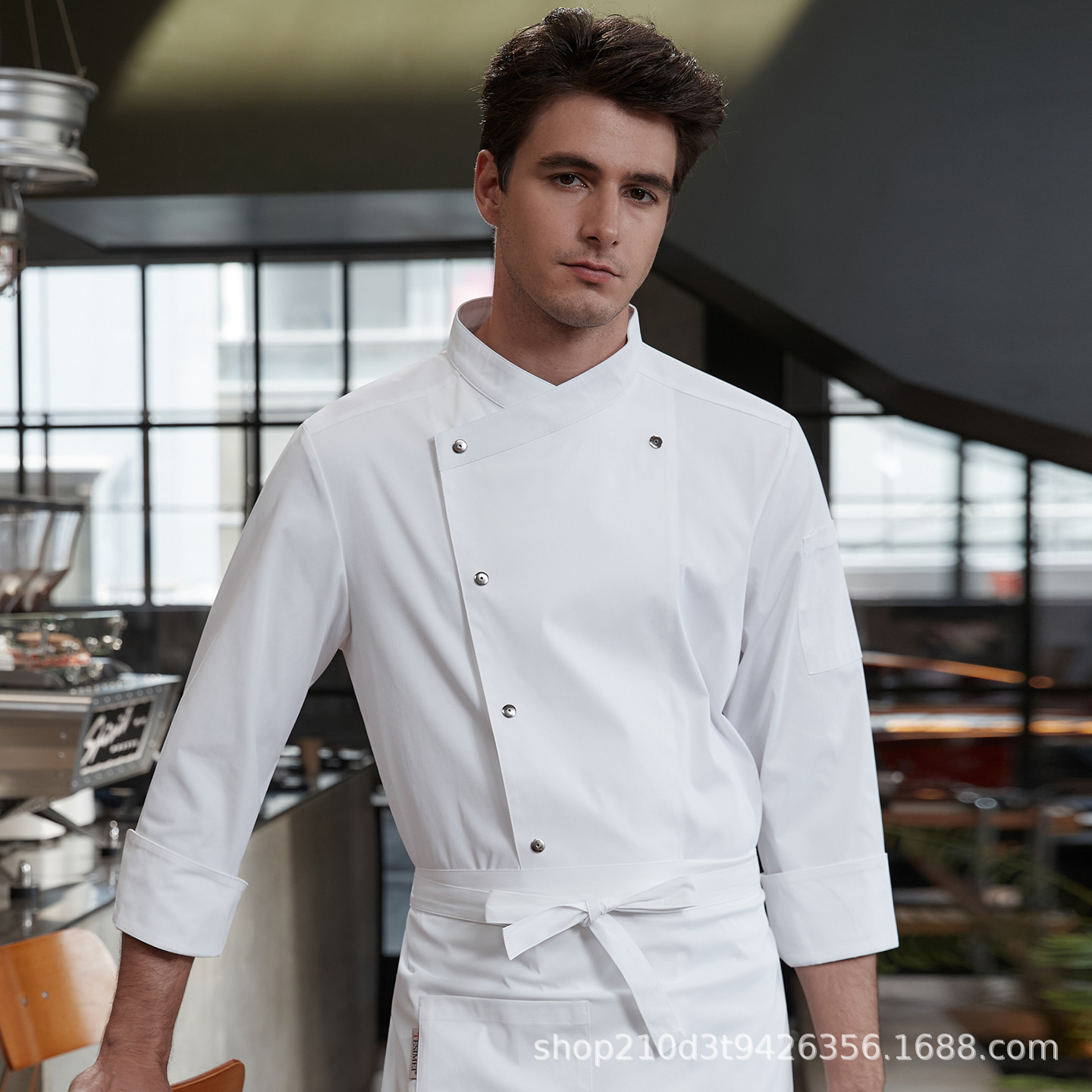 Tesmei Chef Work Clothes Men's Long-Sleeved Hotel Catering Restaurant Western Restaurant Kitchen Autumn Outfit Set Quick-Drying